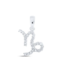 Load image into Gallery viewer, Celestial Glow: 10kt White Gold Capricorn Zodiac Diamond Pendant Top view from the 10Kt White Gold Womens Round Diamond Zodiac Capricorn Sign Fashion Pendant 1 4 Cttwpin237772 collection by Splendid Jewellery
