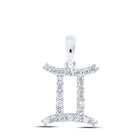 AstroGems: 10kt White Gold Round Diamond Zodiac Gemini Pendant Top view from the 10Kt White Gold Womens Round Diamond Zodiac Gemini Sign Fashion Pendant 1 4 Cttwpin237758 collection by Splendid Jewellery