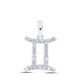 AstroGems: 10kt White Gold Round Diamond Zodiac Gemini Pendant Top view from the 10Kt White Gold Womens Round Diamond Zodiac Gemini Sign Fashion Pendant 1 4 Cttwpin237758 collection by Splendid Jewellery