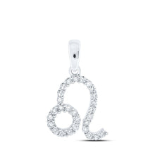 Load image into Gallery viewer, 10kt White Gold Leo Zodiac Diamond Pendant | Splendid Jewellery Top view from the 10Kt White Gold Womens Round Diamond Zodiac Leo Sign Fashion Pendant 1 4 Cttwpin237752 collection by Splendid Jewellery