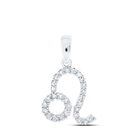10kt White Gold Leo Zodiac Diamond Pendant | Splendid Jewellery Top view from the 10Kt White Gold Womens Round Diamond Zodiac Leo Sign Fashion Pendant 1 4 Cttwpin237752 collection by Splendid Jewellery