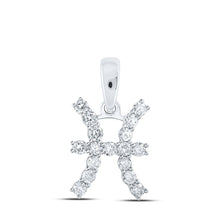 Load image into Gallery viewer, 10kt White Gold Celestial Zodiac Pisces Pendant with Diamond Accent Top view from the 10Kt White Gold Womens Round Diamond Zodiac Pisces Sign Fashion Pendant 1 3 Cttwpin237729 collection by Splendid Jewellery