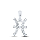 10kt White Gold Celestial Zodiac Pisces Pendant with Diamond Accent Top view from the 10Kt White Gold Womens Round Diamond Zodiac Pisces Sign Fashion Pendant 1 3 Cttwpin237729 collection by Splendid Jewellery