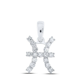 10kt White Gold Celestial Zodiac Pisces Pendant with Diamond Accent Top view from the 10Kt White Gold Womens Round Diamond Zodiac Pisces Sign Fashion Pendant 1 3 Cttwpin237729 collection by Splendid Jewellery