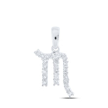 Load image into Gallery viewer, Scorpio Splendor: 10kt White Gold Diamond Zodiac Pendant Top view from the 10Kt White Gold Womens Round Diamond Zodiac Scorpio Sign Fashion Pendant 1 4 Cttwpin237778 collection by Splendid Jewellery