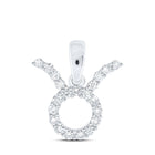 10kt White Gold Zodiac Taurus Diamond Pendant: A Celestial Symphony of Elegance Top view from the 10Kt White Gold Womens Round Diamond Zodiac Taurus Sign Fashion Pendant 1 4 Cttwpin237753 collection by Splendid Jewellery