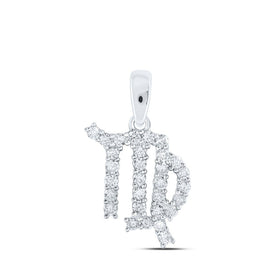 Celestial Charm: 10kt White Gold Virgo Zodiac Diamond Pendant Top view from the 10Kt White Gold Womens Round Diamond Zodiac Virgo Sign Fashion Pendant 1 3 Cttwpin237776 collection by Splendid Jewellery