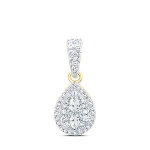 Diamond Fashion Pendant | 10kt Yellow Gold Womens Pear Diamond Teardrop Pendant 1/3 Cttw | Splendid Jewellery GND