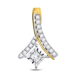 Diamond Fashion Pendant | 10kt Yellow Gold Womens Princess Diamond Solitaire Pendant 1/5 Cttw | Splendid Jewellery GND