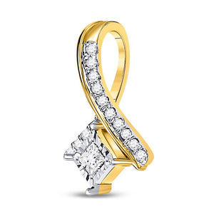 Diamond Fashion Pendant | 10kt Yellow Gold Womens Princess Diamond Solitaire Pendant 1/5 Cttw | Splendid Jewellery GND