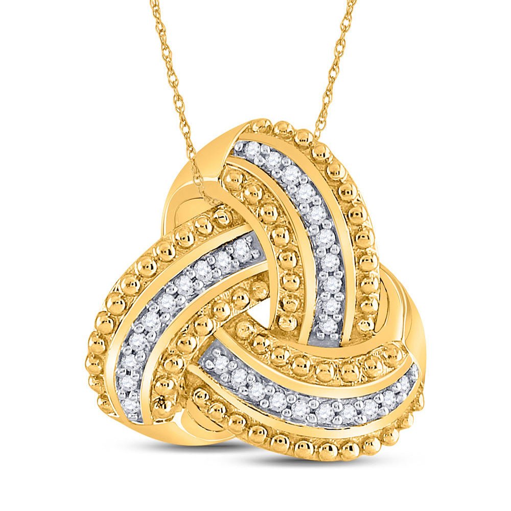 Diamond Fashion Pendant | 10kt Yellow Gold Womens Round Diamond Celtic Knot Fashion Pendant 1/10 Cttw | Splendid Jewellery GND