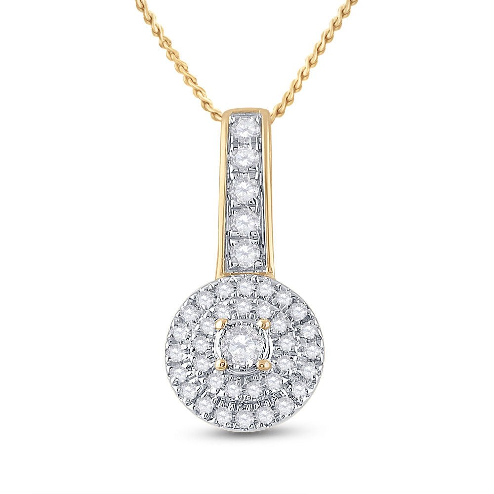 Diamond Fashion Pendant | 10kt Yellow Gold Womens Round Diamond Circle Pendant 1/5 Cttw | Splendid Jewellery GND