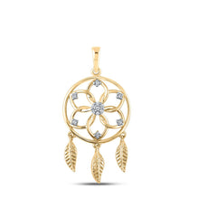 Load image into Gallery viewer, Enchanting Gold Dream Catcher Diamond Pendant product  Top View from Splendid Jewellery