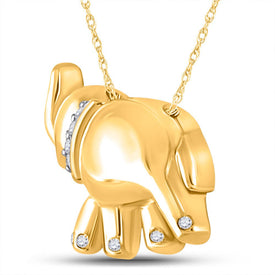 10kt Yellow Gold Diamond Elephant Pendant: A Symbol of Strength and Sparkling Elegance product Side View from Splendid Jewellery