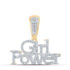 Empowerment Sparkle: 10kt Yellow Gold Women's Round Diamond Girl Power Pendant product  Top View from Splendid Jewellery