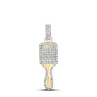 Radiant Glamour: 10kt Yellow Gold Womens Round Diamond Hair Brush Fashion Pendant 3/8 Cttw product  Top View from Splendid Jewellery