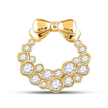 Load image into Gallery viewer, Radiant Gold and Diamond Holiday Wreath Pendant product  Top View from Splendid Jewellery