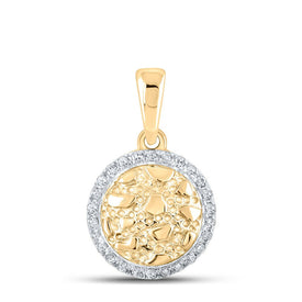 Radiant Elegance: 10kt Yellow Gold Diamond Nugget Circle Pendant product  Top View from Splendid Jewellery