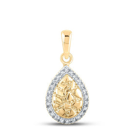 10kt Yellow Gold Diamond Nugget Teardrop Pendant - A Captivating Delight product  Top View from Splendid Jewellery