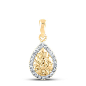 Diamond Fashion Pendant | 10kt Yellow Gold Womens Round Diamond Nugget Teardrop Pendant 1/20 Cttw | Splendid Jewellery GND