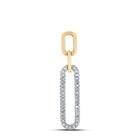 Radiant Elegance: 10kt Yellow Gold Womens Round Diamond Oblong Fashion Pendant product  Top View from Splendid Jewellery