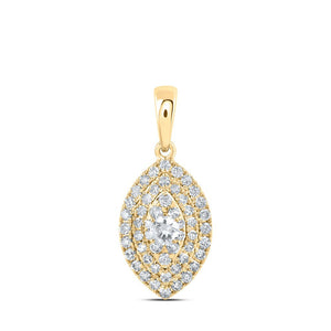 Diamond Fashion Pendant | 10kt Yellow Gold Womens Round Diamond Oval Pendant 1/2 Cttw | Splendid Jewellery GND