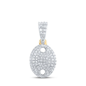 Diamond Fashion Pendant | 10kt Yellow Gold Womens Round Diamond Oval Pendant 1/3 Cttw | Splendid Jewellery GND