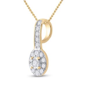 Diamond Fashion Pendant | 10kt Yellow Gold Womens Round Diamond Oval Pendant 1/4 Cttw | Splendid Jewellery GND