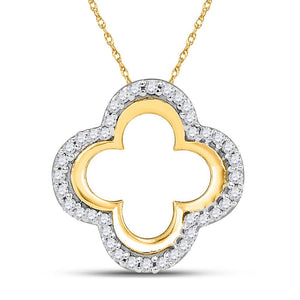 Diamond Fashion Pendant | 10kt Yellow Gold Womens Round Diamond Quatrefoil Cutout Pendant 1/8 Cttw | Splendid Jewellery GND