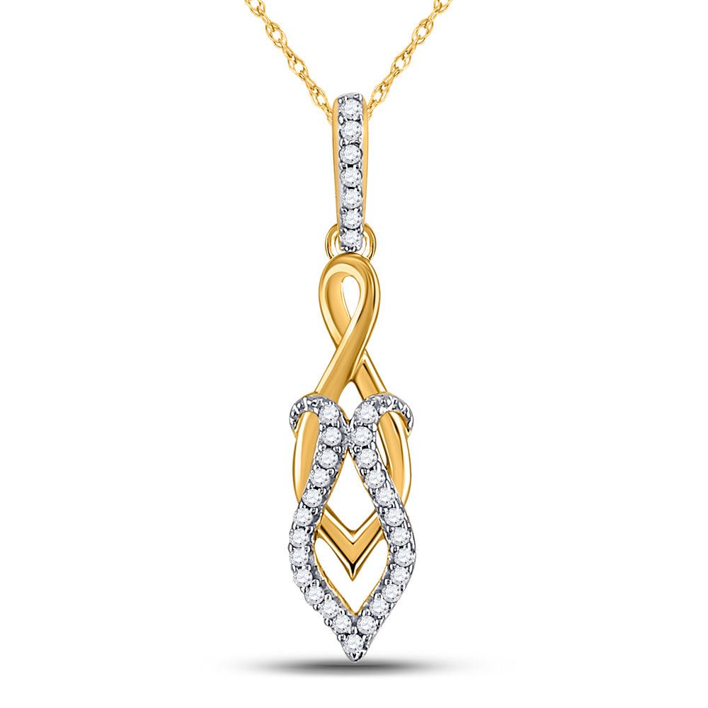 Diamond Fashion Pendant | 10kt Yellow Gold Womens Round Diamond Spade Fashion Pendant 1/10 Cttw | Splendid Jewellery GND