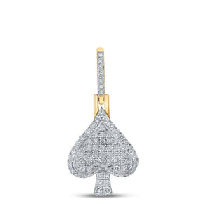 Diamond Fashion Pendant | 10kt Yellow Gold Womens Round Diamond Spades Pendant 5/8 Cttw | Splendid Jewellery GND