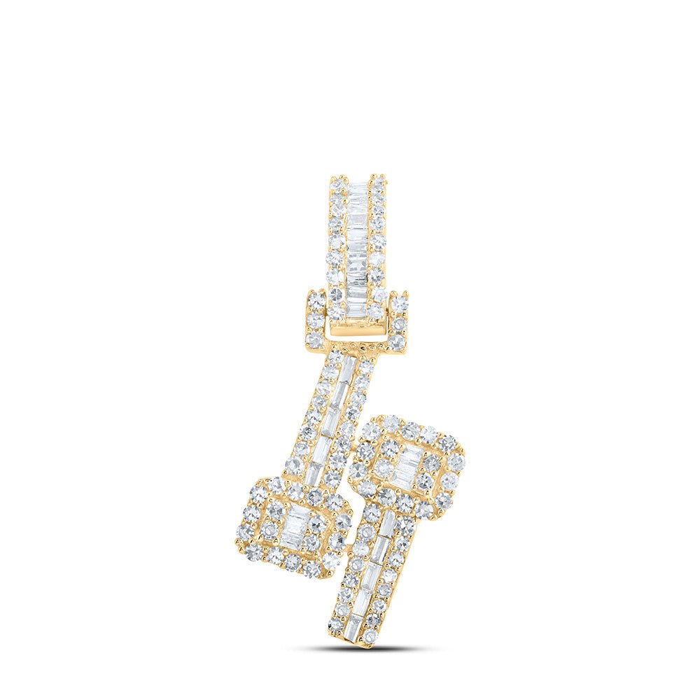 Diamond Fashion Pendant | 10kt Yellow Gold Womens Round Diamond Square Cuff Pendant 1/2 Cttw | Splendid Jewellery GND