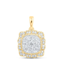 Load image into Gallery viewer, 10kt Yellow Gold Diamond Square Pendant - Radiant Brilliance - Top View