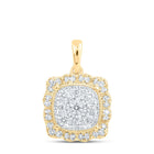 10kt Yellow Gold Diamond Square Pendant - Radiant Brilliance - Top View