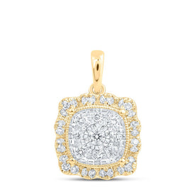 10kt Yellow Gold Diamond Square Pendant - Radiant Brilliance - Top View