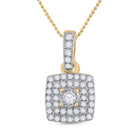 Radiant Glow: 10kt Yellow Gold Womens Round Diamond Square Pendant 1/4 Cttw - Top View