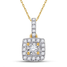 Load image into Gallery viewer, Radiant Brilliance: 10kt Yellow Gold Womens Round Diamond Square Pendant 1/6 Cttw - Top View