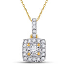 Radiant Brilliance: 10kt Yellow Gold Womens Round Diamond Square Pendant 1/6 Cttw - Top View