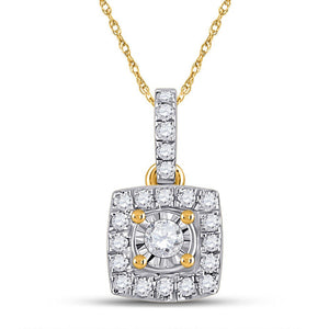 Diamond Fashion Pendant | 10kt Yellow Gold Womens Round Diamond Square Pendant 1/6 Cttw | Splendid Jewellery GND