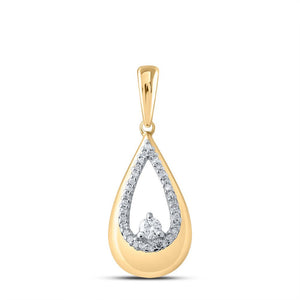 Diamond Fashion Pendant | 10kt Yellow Gold Womens Round Diamond Teardrop Pendant 1/10 Cttw | Splendid Jewellery GND