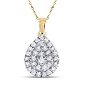 Diamond Fashion Pendant | 10kt Yellow Gold Womens Round Diamond Teardrop Pendant 1/2 Cttw | Splendid Jewellery GND