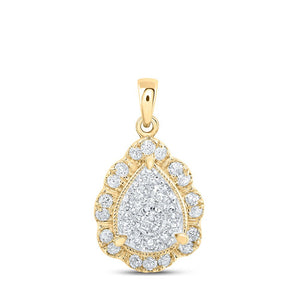 Diamond Fashion Pendant | 10kt Yellow Gold Womens Round Diamond Teardrop Pendant 1/3 Cttw | Splendid Jewellery GND