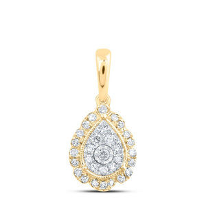 Diamond Fashion Pendant | 10kt Yellow Gold Womens Round Diamond Teardrop Pendant 1/5 Cttw | Splendid Jewellery GND