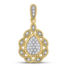 Load image into Gallery viewer, Radiant Elegance: 10kt Yellow Gold Diamond Teardrop Pendant - Side View