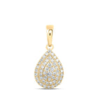 Radiant Romance: 10kt Yellow Gold Womens Round Diamond Teardrop Pendant - Top View