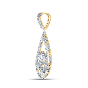 Diamond Fashion Pendant | 10kt Yellow Gold Womens Round Diamond Teardrop Pendant 5/8 Cttw | Splendid Jewellery GND