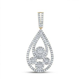 Captivating Radiance: 10kt Yellow Gold Diamond Teardrop Pendant - Top View