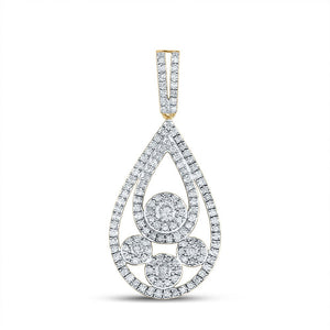 Diamond Fashion Pendant | 10kt Yellow Gold Womens Round Diamond Teardrop Pendant 5/8 Cttw | Splendid Jewellery GND