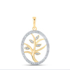 Enchanted Tree Oval Diamond Pendant in 10kt Yellow Gold - Top View
