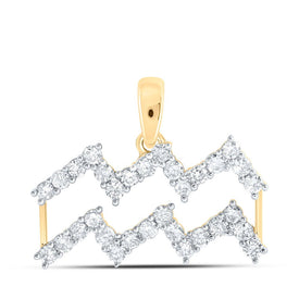 Zodiac Splendor: Aquarius Diamond Fashion Pendant - Top View